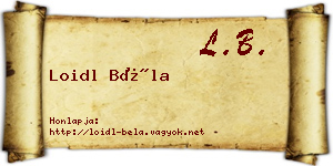 Loidl Béla névjegykártya